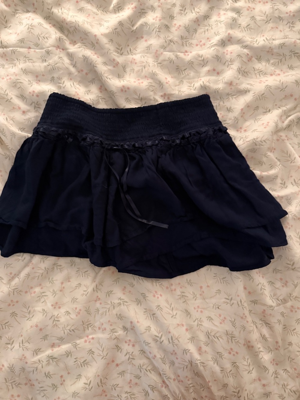 Hollister Navy Layered Ruffle Skater Skirt
